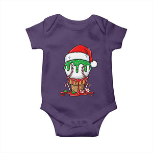 Cute Baseball Christmas Icecream Dripping Baby Onesie Holiday Ice Cream Cone with Santa Hat TS02 Purple Print Your Wear
