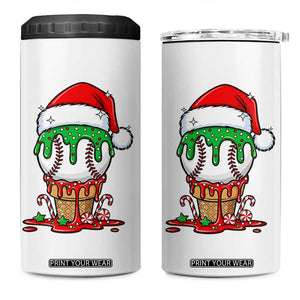 Cute Baseball Christmas Icecream Dripping 4 in 1 Can Cooler Tumbler Holiday Ice Cream Cone with Santa Hat TS02 One Size: 16 oz White Print Your Wear