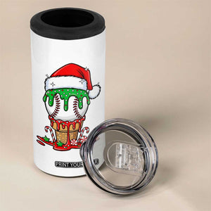 Cute Baseball Christmas Icecream Dripping 4 in 1 Can Cooler Tumbler Holiday Ice Cream Cone with Santa Hat TS02 Print Your Wear