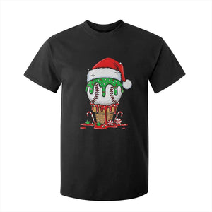 Cute Baseball Christmas Icecream Dripping T Shirt For Kid Holiday Ice Cream Cone with Santa Hat TS02 Black Print Your Wear