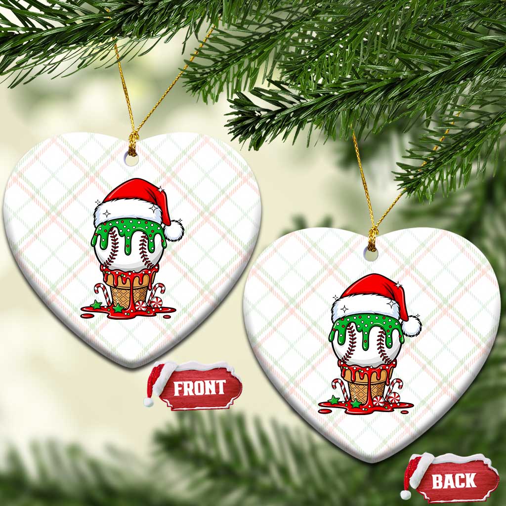 Cute Baseball Christmas Icecream Dripping Ceramic Ornament Holiday Ice Cream Cone with Santa Hat TS02 Print Your Wear