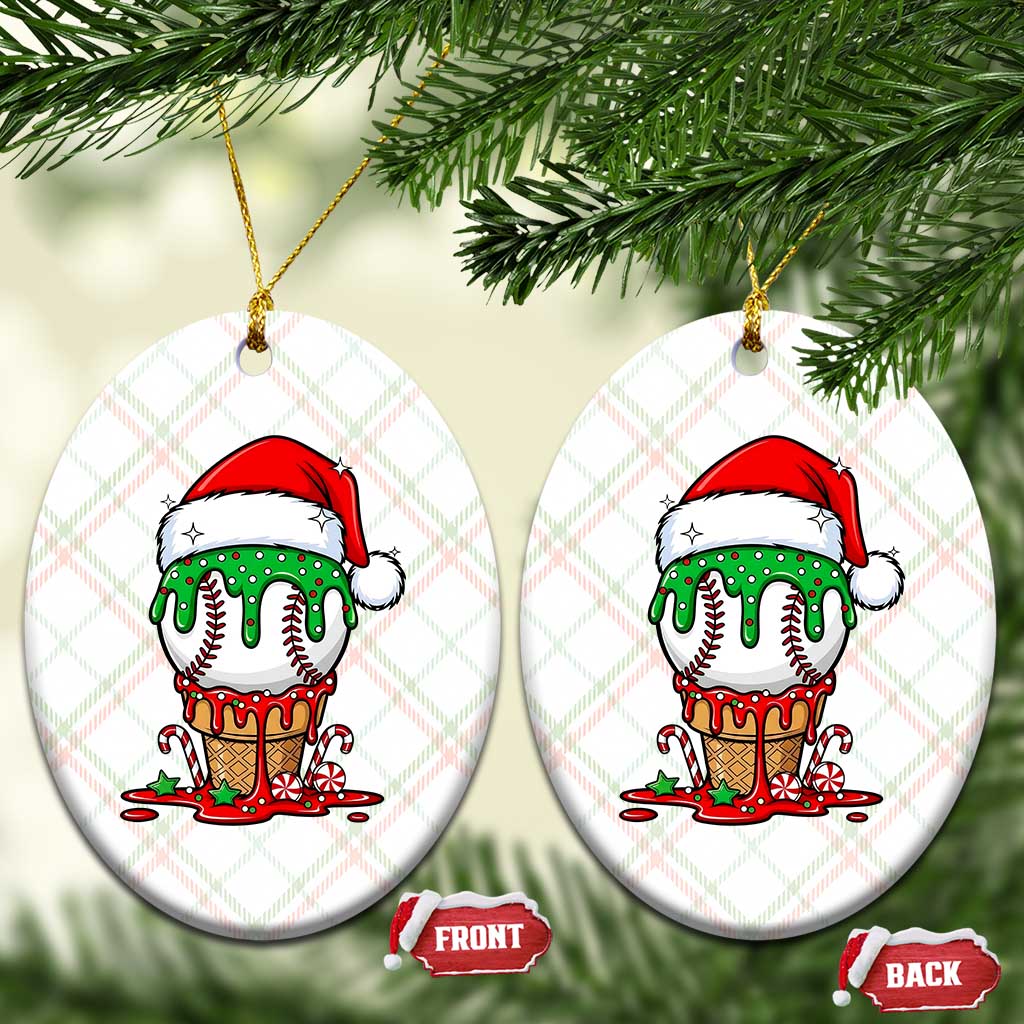 Cute Baseball Christmas Icecream Dripping Ceramic Ornament Holiday Ice Cream Cone with Santa Hat TS02 Print Your Wear