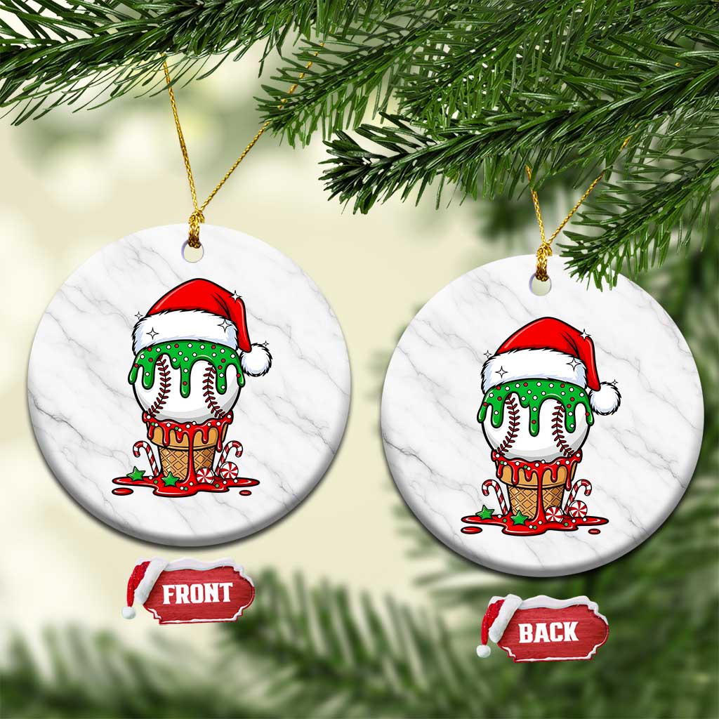 Cute Baseball Christmas Icecream Dripping Ceramic Ornament Holiday Ice Cream Cone with Santa Hat TS02 1pc White Marble Print Your Wear