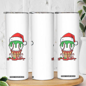 Cute Baseball Christmas Icecream Dripping Skinny Tumbler Holiday Ice Cream Cone with Santa Hat TS02 Print Your Wear