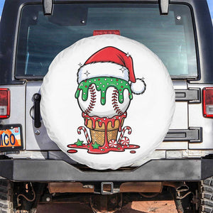 Cute Baseball Christmas Icecream Dripping Spare Tire Cover Holiday Ice Cream Cone with Santa Hat TS02 No hole White Print Your Wear