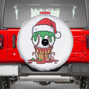Cute Baseball Christmas Icecream Dripping Spare Tire Cover Holiday Ice Cream Cone with Santa Hat TS02 White Print Your Wear