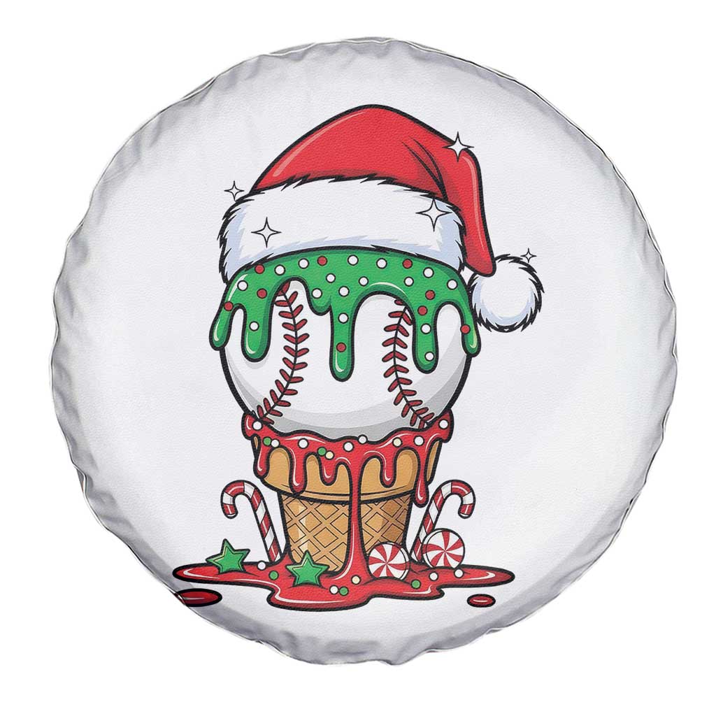 Cute Baseball Christmas Icecream Dripping Spare Tire Cover Holiday Ice Cream Cone with Santa Hat TS02 Print Your Wear