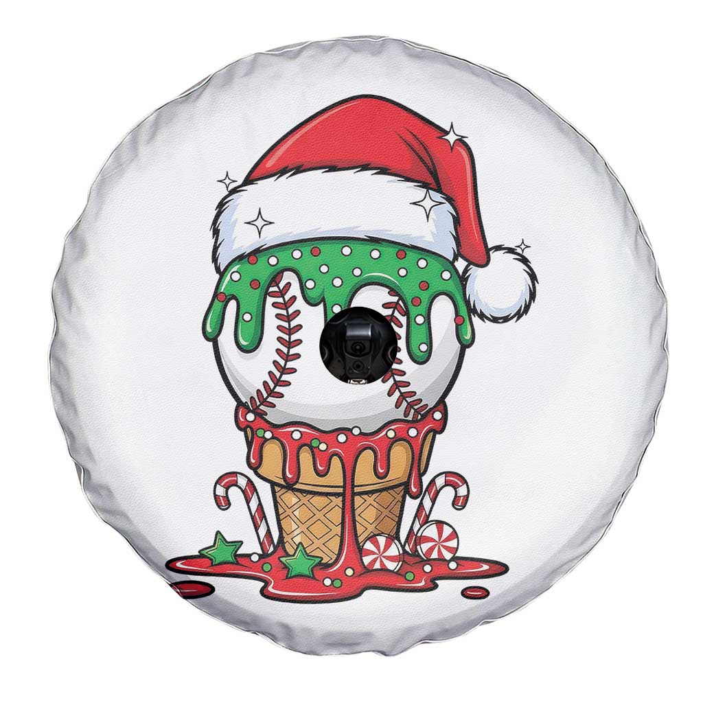 Cute Baseball Christmas Icecream Dripping Spare Tire Cover Holiday Ice Cream Cone with Santa Hat TS02 Print Your Wear