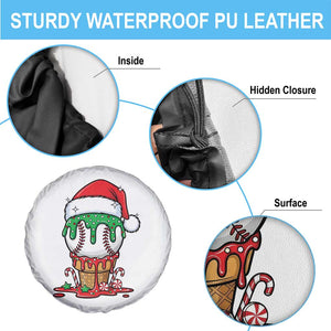 Cute Baseball Christmas Icecream Dripping Spare Tire Cover Holiday Ice Cream Cone with Santa Hat TS02 Print Your Wear