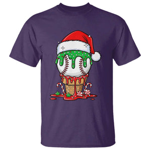 Cute Baseball Christmas Icecream Dripping T Shirt Holiday Ice Cream Cone with Santa Hat TS02 Purple Print Your Wear