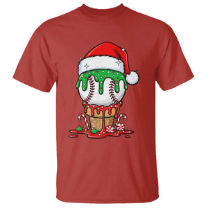 Cute Baseball Christmas Icecream Dripping T Shirt Holiday Ice Cream Cone with Santa Hat TS02 Red Print Your Wear