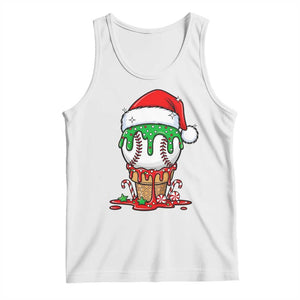 Cute Baseball Christmas Icecream Dripping Tank Top Holiday Ice Cream Cone with Santa Hat TS02 White Print Your Wear
