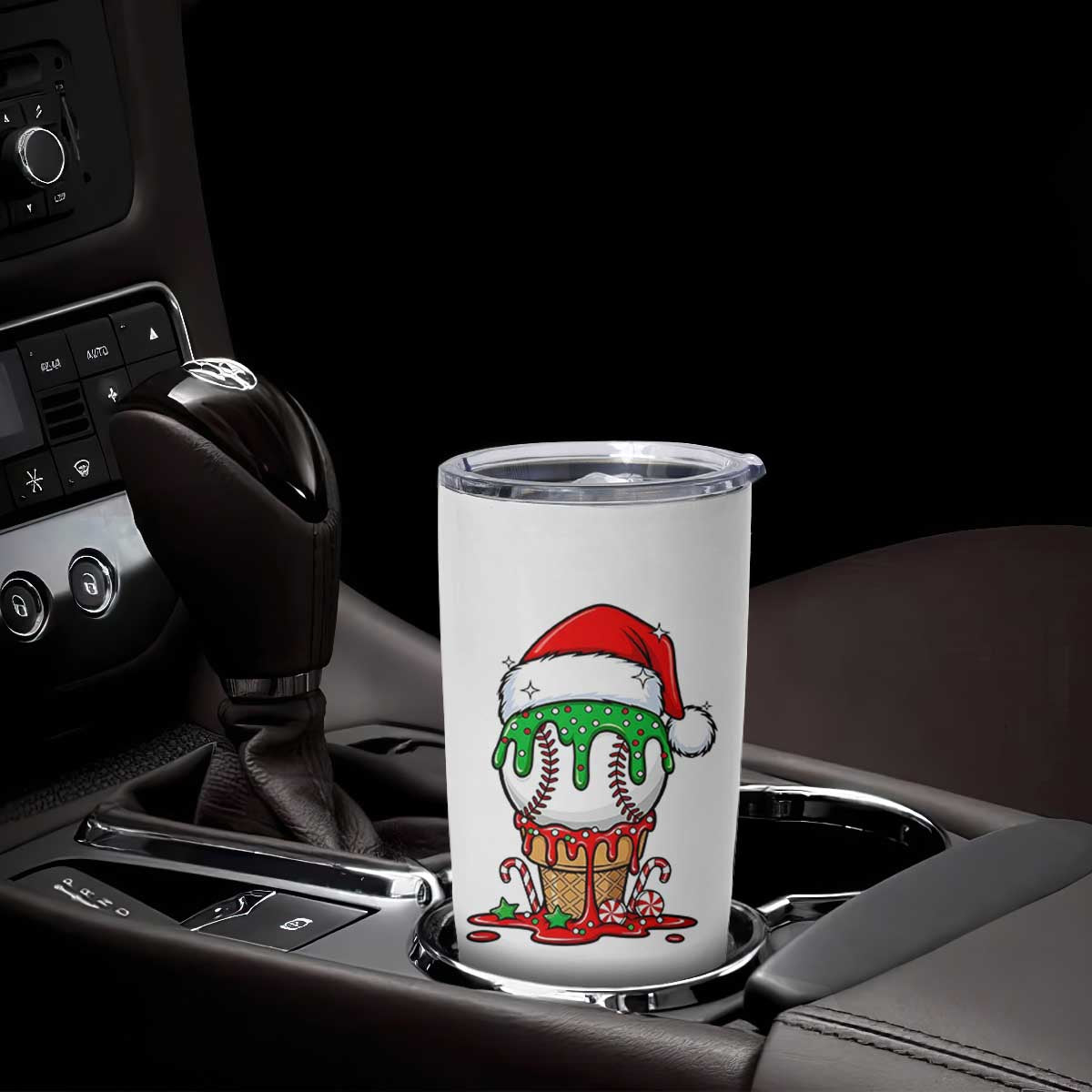 Cute Baseball Christmas Icecream Dripping Tumbler Cup Holiday Ice Cream Cone with Santa Hat TS02 Print Your Wear