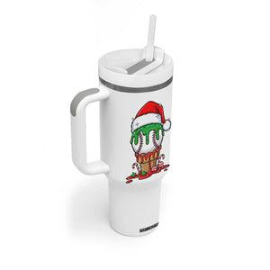 Cute Baseball Christmas Icecream Dripping Tumbler With Handle Holiday Ice Cream Cone with Santa Hat TS02 Print Your Wear