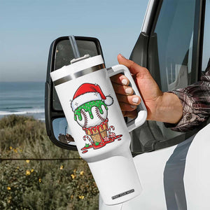 Cute Baseball Christmas Icecream Dripping Tumbler With Handle Holiday Ice Cream Cone with Santa Hat TS02 Print Your Wear
