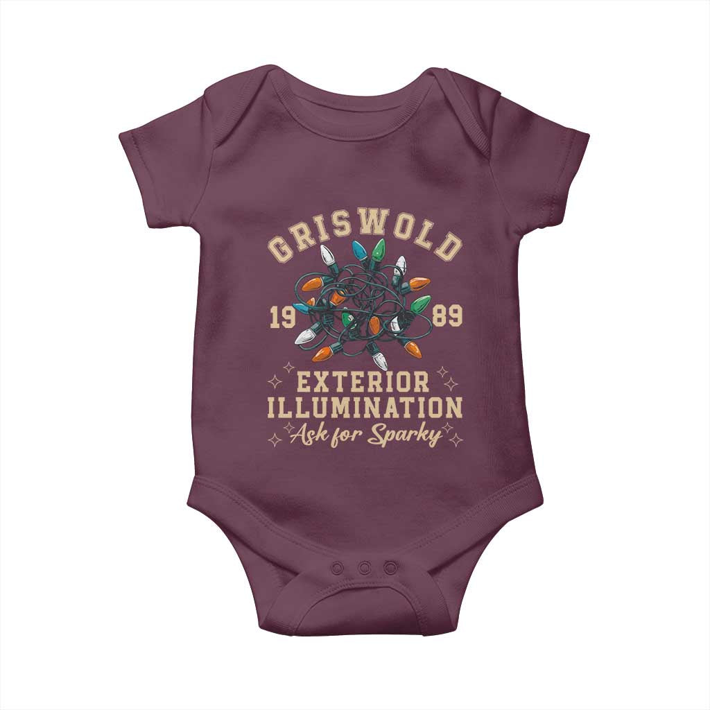 Griswold Christmas Lights Baby Onesie Exterior Illumination Ask for Sparky Funny Holiday TS02 Maroon Print Your Wear
