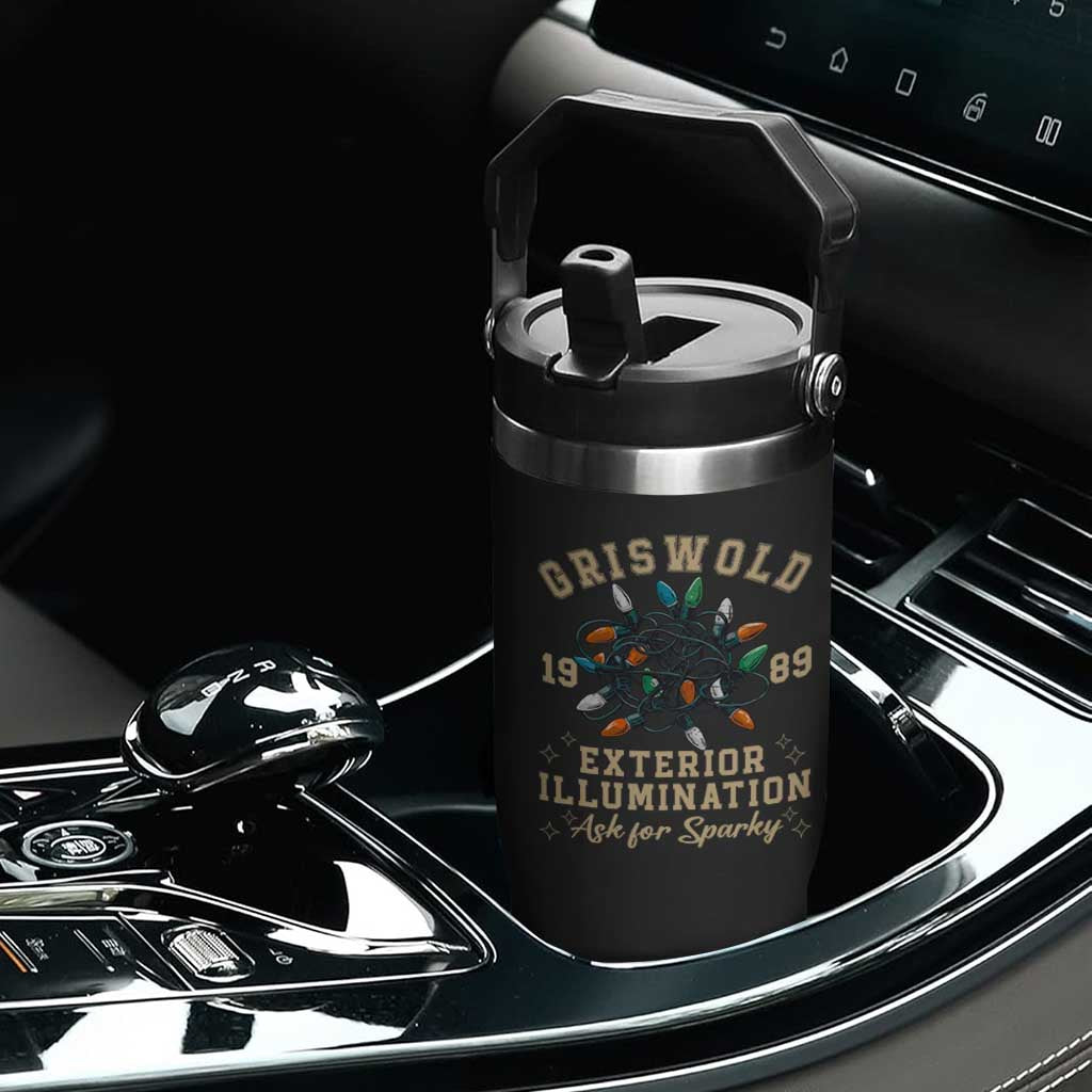 Griswold Christmas Lights Flip Straw Tumbler Exterior Illumination Ask for Sparky Funny Holiday TS02 Print Your Wear