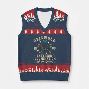 Griswold Xmas Lights V-Neck Knit Sweater Vest Exterior Illumination Ask for Sparky Funny Holiday TS02 Navy Red Print Your Wear