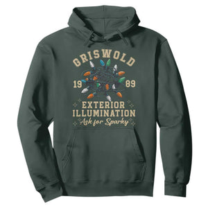 Griswold Christmas Lights Hoodie Exterior Illumination Ask for Sparky Funny Holiday TS02 Dark Forest Green Print Your Wear