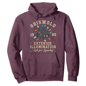 Griswold Christmas Lights Hoodie Exterior Illumination Ask for Sparky Funny Holiday TS02 Maroon Print Your Wear