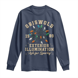 Griswold Christmas Lights Long Sleeve Shirt Exterior Illumination Ask for Sparky Funny Holiday TS02 Navy Print Your Wear