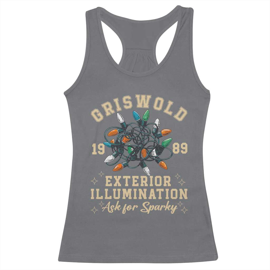 Griswold Christmas Lights Racerback Tank Top Exterior Illumination Ask for Sparky Funny Holiday TS02 Charcoal Print Your Wear