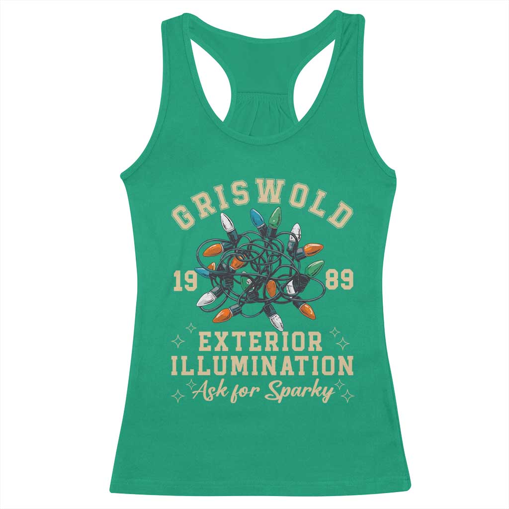 Griswold Christmas Lights Racerback Tank Top Exterior Illumination Ask for Sparky Funny Holiday TS02 Irish Green Print Your Wear