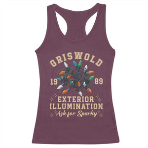 Griswold Christmas Lights Racerback Tank Top Exterior Illumination Ask for Sparky Funny Holiday TS02 Maroon Print Your Wear