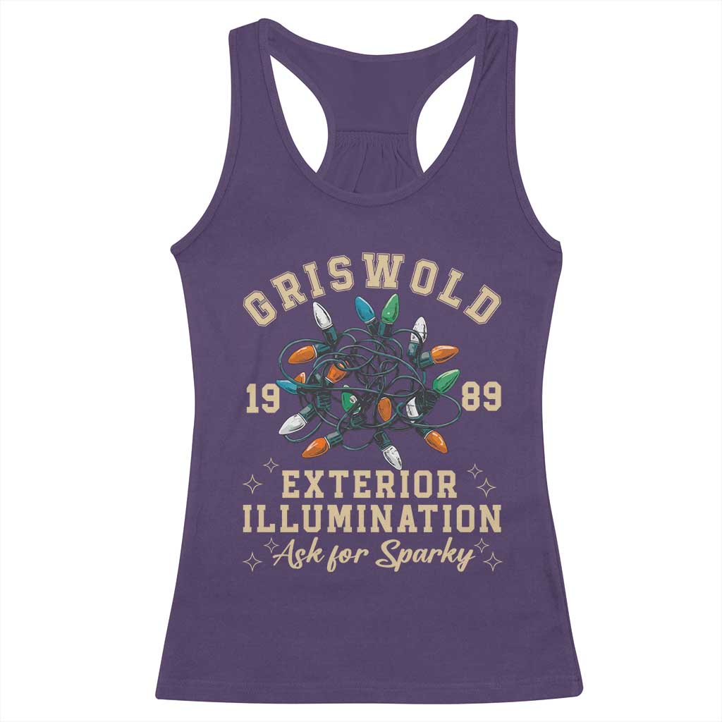 Griswold Christmas Lights Racerback Tank Top Exterior Illumination Ask for Sparky Funny Holiday TS02 Purple Print Your Wear