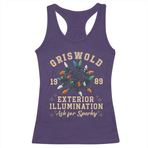 Griswold Christmas Lights Racerback Tank Top Exterior Illumination Ask for Sparky Funny Holiday TS02 Purple Print Your Wear