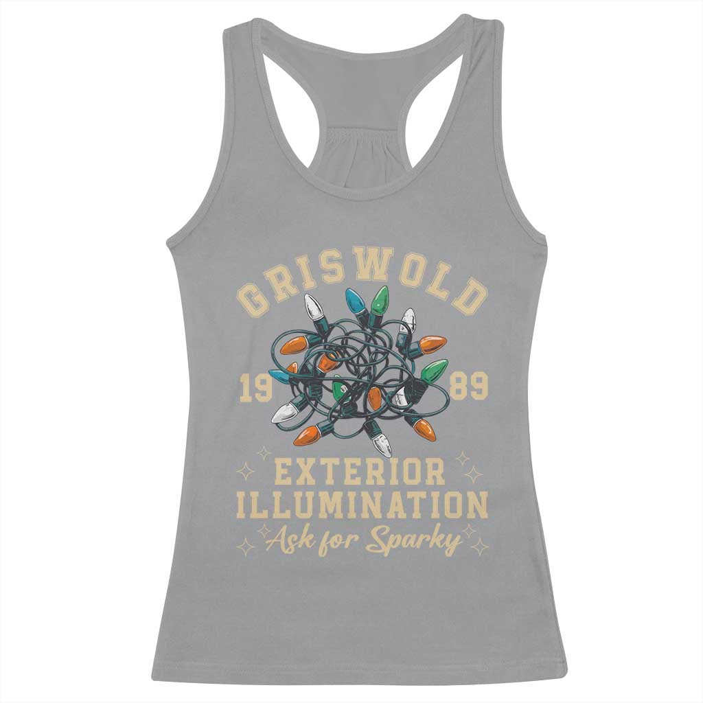 Griswold Christmas Lights Racerback Tank Top Exterior Illumination Ask for Sparky Funny Holiday TS02 Sport Gray Print Your Wear