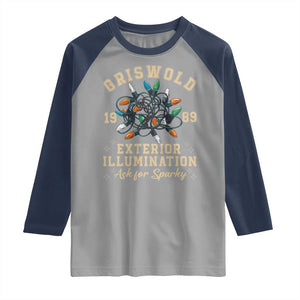 Griswold Christmas Lights Raglan Shirt Exterior Illumination Ask for Sparky Funny Holiday TS02 Sport Gray Navy Print Your Wear