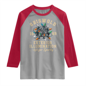 Griswold Christmas Lights Raglan Shirt Exterior Illumination Ask for Sparky Funny Holiday TS02 Sport Gray Red Print Your Wear