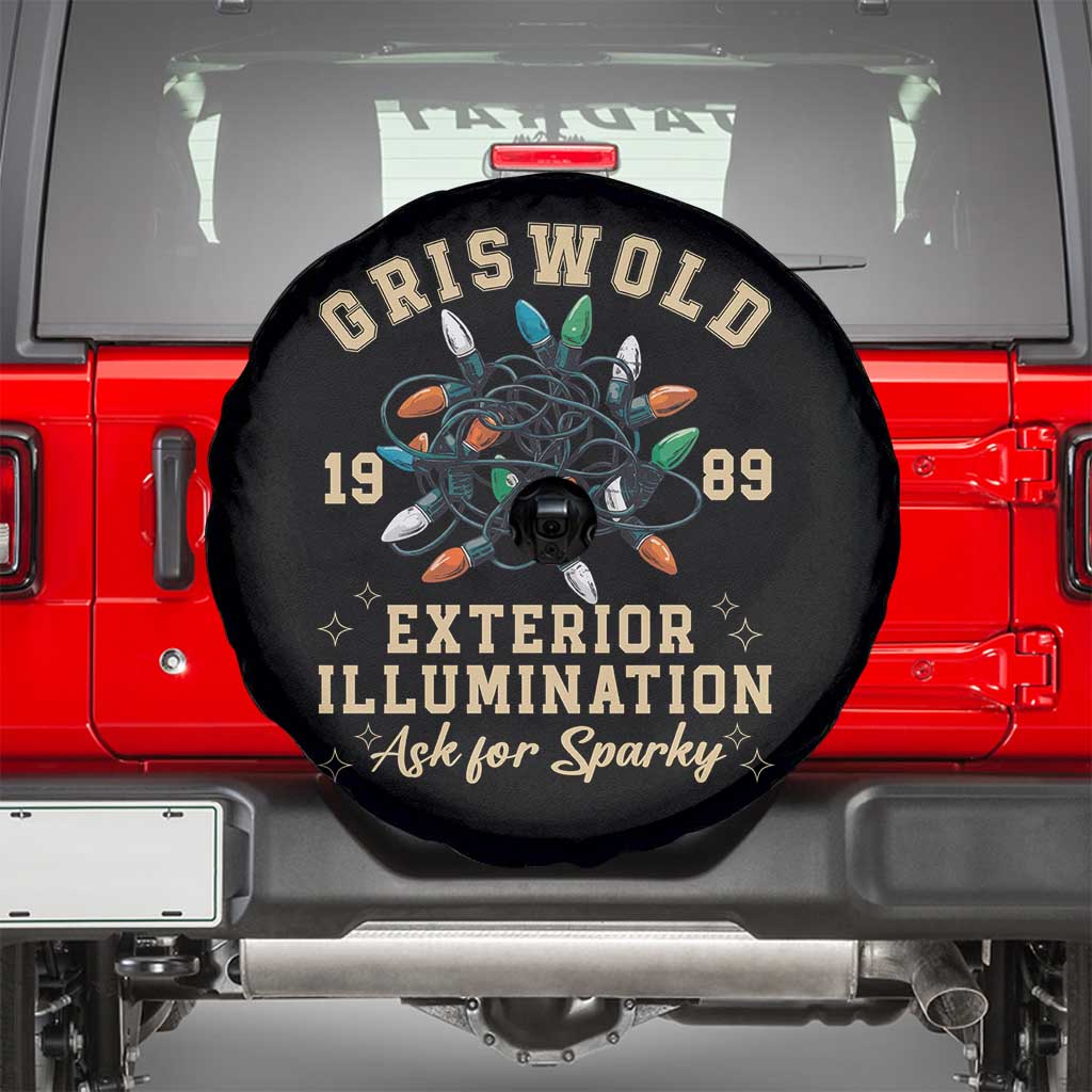 Griswold Christmas Lights Spare Tire Cover Exterior Illumination Ask for Sparky Funny Holiday TS02 Black Print Your Wear