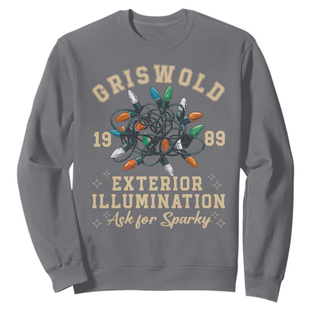 Griswold Christmas Lights Sweatshirt Exterior Illumination Ask for Sparky Funny Holiday TS02 Charcoal Print Your Wear
