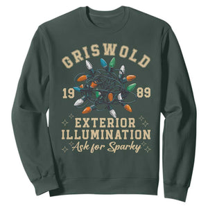 Griswold Christmas Lights Sweatshirt Exterior Illumination Ask for Sparky Funny Holiday TS02 Dark Forest Green Print Your Wear
