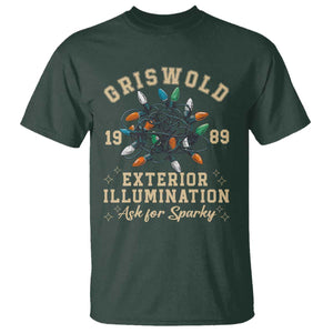 Griswold Christmas Lights T Shirt Exterior Illumination Ask for Sparky Funny Holiday TS02 Dark Forest Green Print Your Wear