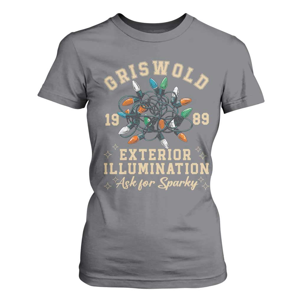 Griswold Christmas Lights T Shirt For Women Exterior Illumination Ask for Sparky Funny Holiday TS02 Charcoal Print Your Wear