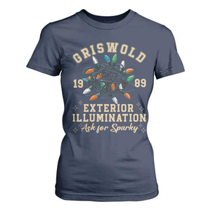 Griswold Christmas Lights T Shirt For Women Exterior Illumination Ask for Sparky Funny Holiday TS02 Navy Print Your Wear