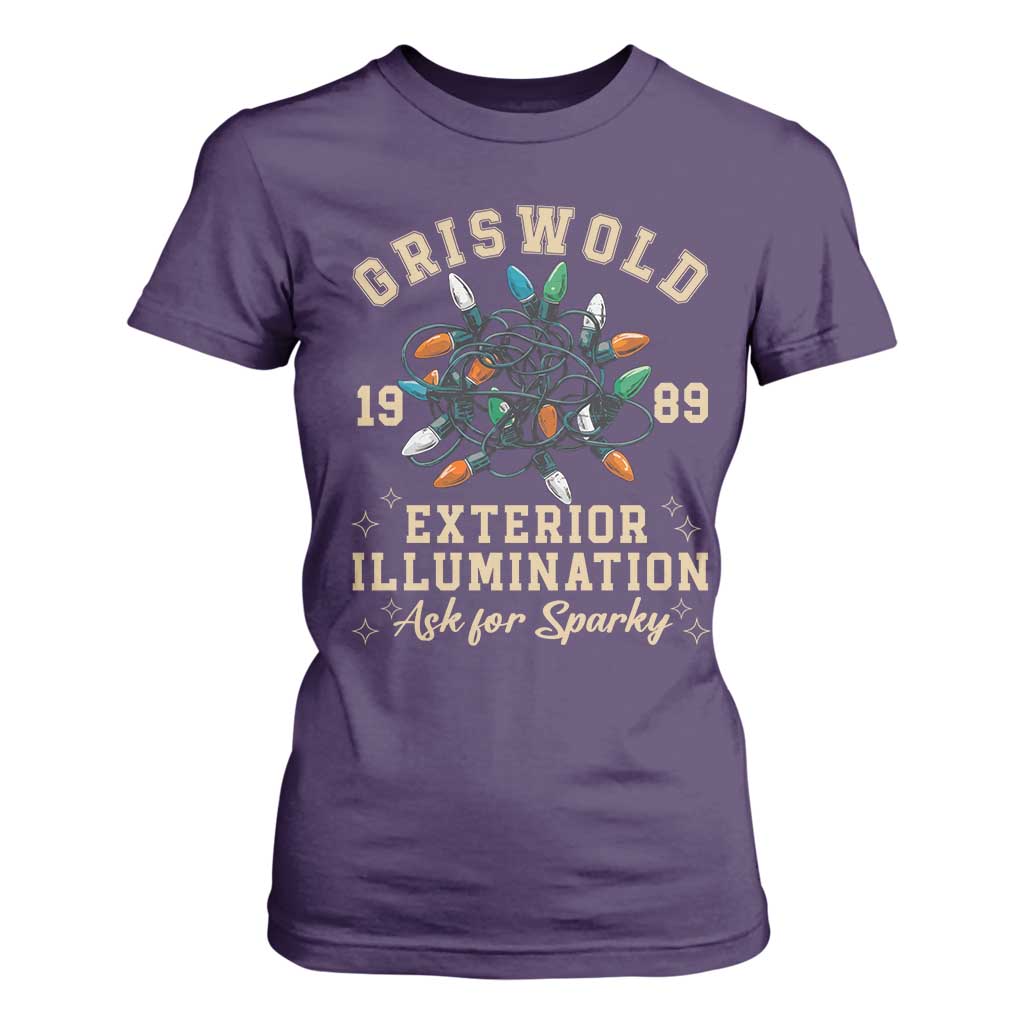 Griswold Christmas Lights T Shirt For Women Exterior Illumination Ask for Sparky Funny Holiday TS02 Purple Print Your Wear