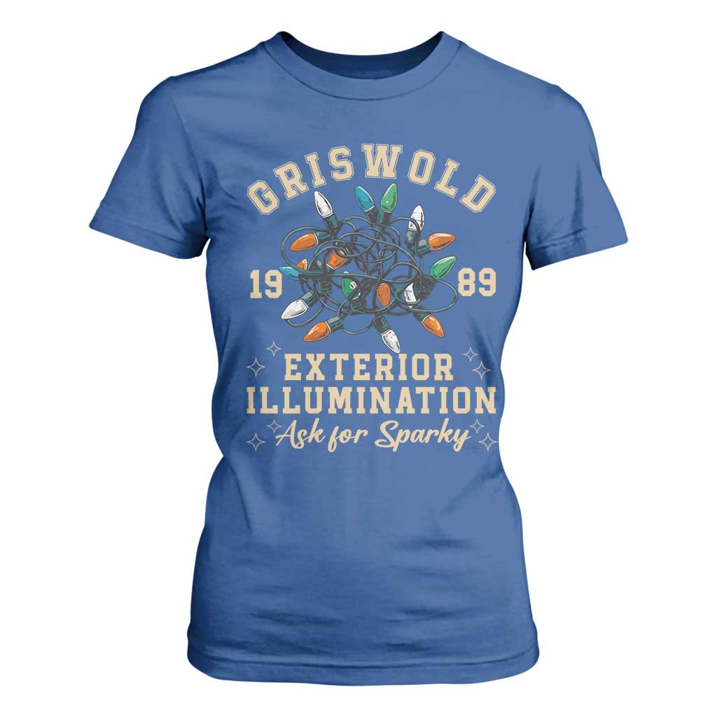 Griswold Christmas Lights T Shirt For Women Exterior Illumination Ask for Sparky Funny Holiday TS02 Royal Blue Print Your Wear