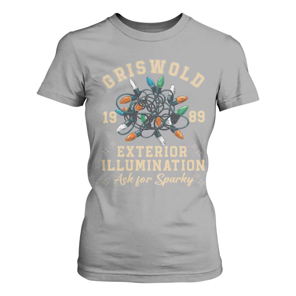 Griswold Christmas Lights T Shirt For Women Exterior Illumination Ask for Sparky Funny Holiday TS02 Sport Gray Print Your Wear