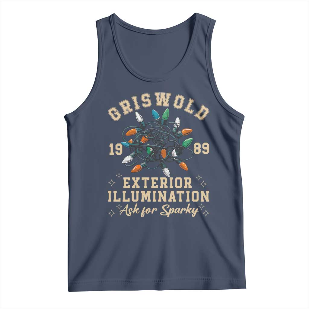 Griswold Christmas Lights Tank Top Exterior Illumination Ask for Sparky Funny Holiday TS02 Navy Print Your Wear