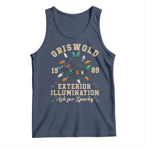 Griswold Christmas Lights Tank Top Exterior Illumination Ask for Sparky Funny Holiday TS02 Navy Print Your Wear