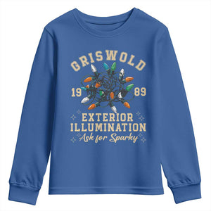 Griswold Christmas Lights Youth Sweatshirt Exterior Illumination Ask for Sparky Funny Holiday TS02 Royal Blue Print Your Wear