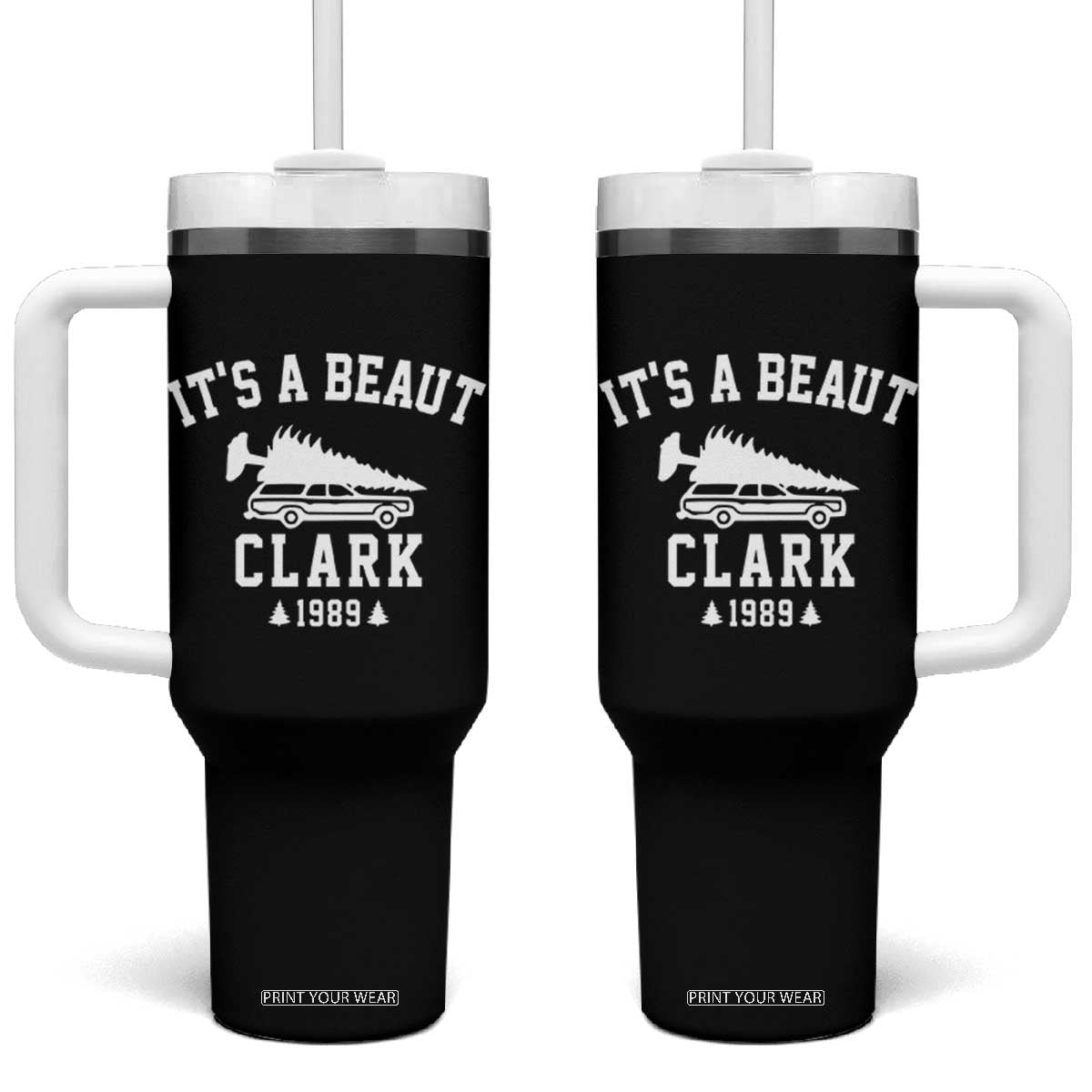 Funny Christmas Its a Beaut Clark Tumbler With Handle Xmas Tree Disaster Griswold Family Holiday TS02 One Size: 40 oz Black Print Your Wear