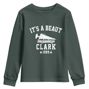 Funny Christmas Its a Beaut Clark Youth Sweatshirt Xmas Tree Disaster Griswold Family Holiday TS02 Dark Forest Green Print Your Wear
