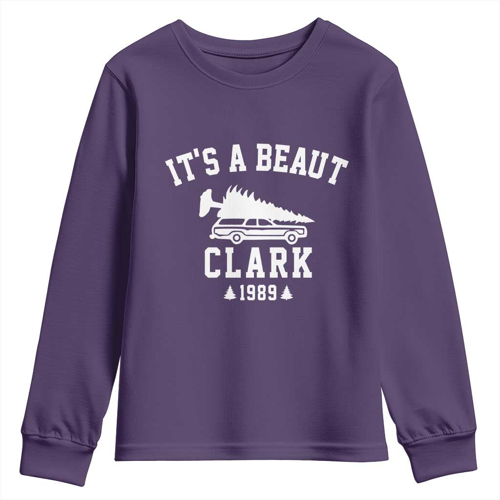 Funny Christmas Its a Beaut Clark Youth Sweatshirt Xmas Tree Disaster Griswold Family Holiday TS02 Purple Print Your Wear