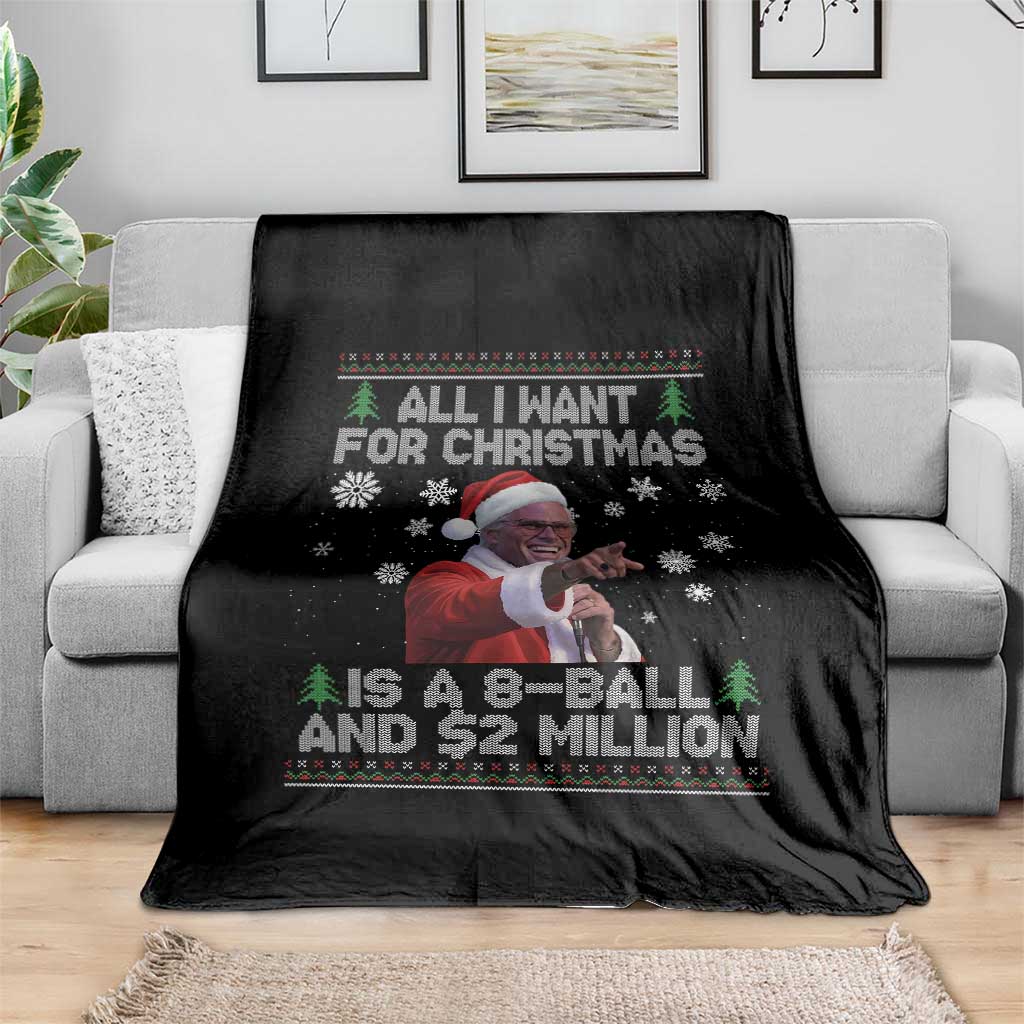 Funny Christmas Billy Meme Throw Blanket A 8 Ball and 2 Million Dollars Baby Uncle in Santa Suit TS02 Print Your Wear