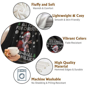 Funny Christmas Billy Meme Throw Blanket A 8 Ball and 2 Million Dollars Baby Uncle in Santa Suit TS02 Print Your Wear